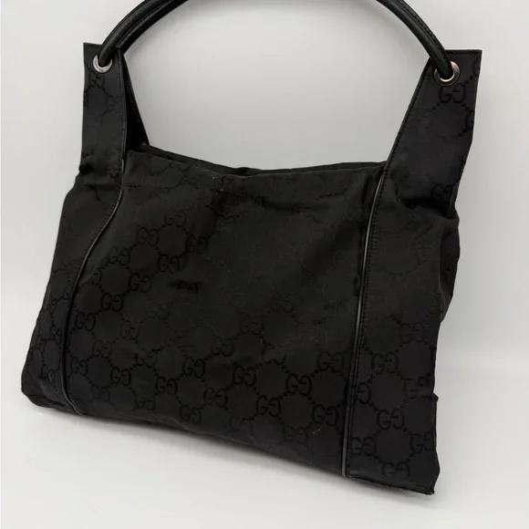 Authentic Gucci Vintage Black GG Monogram Nylon Tote Bag - Picture 2 of 15